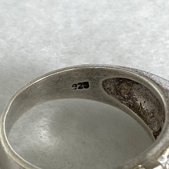 Brushed Sterling Silver 925 Channel Set Cubic Zirconia 4 Row Wide Band Ring Sz 7 - Picture 8 of 16